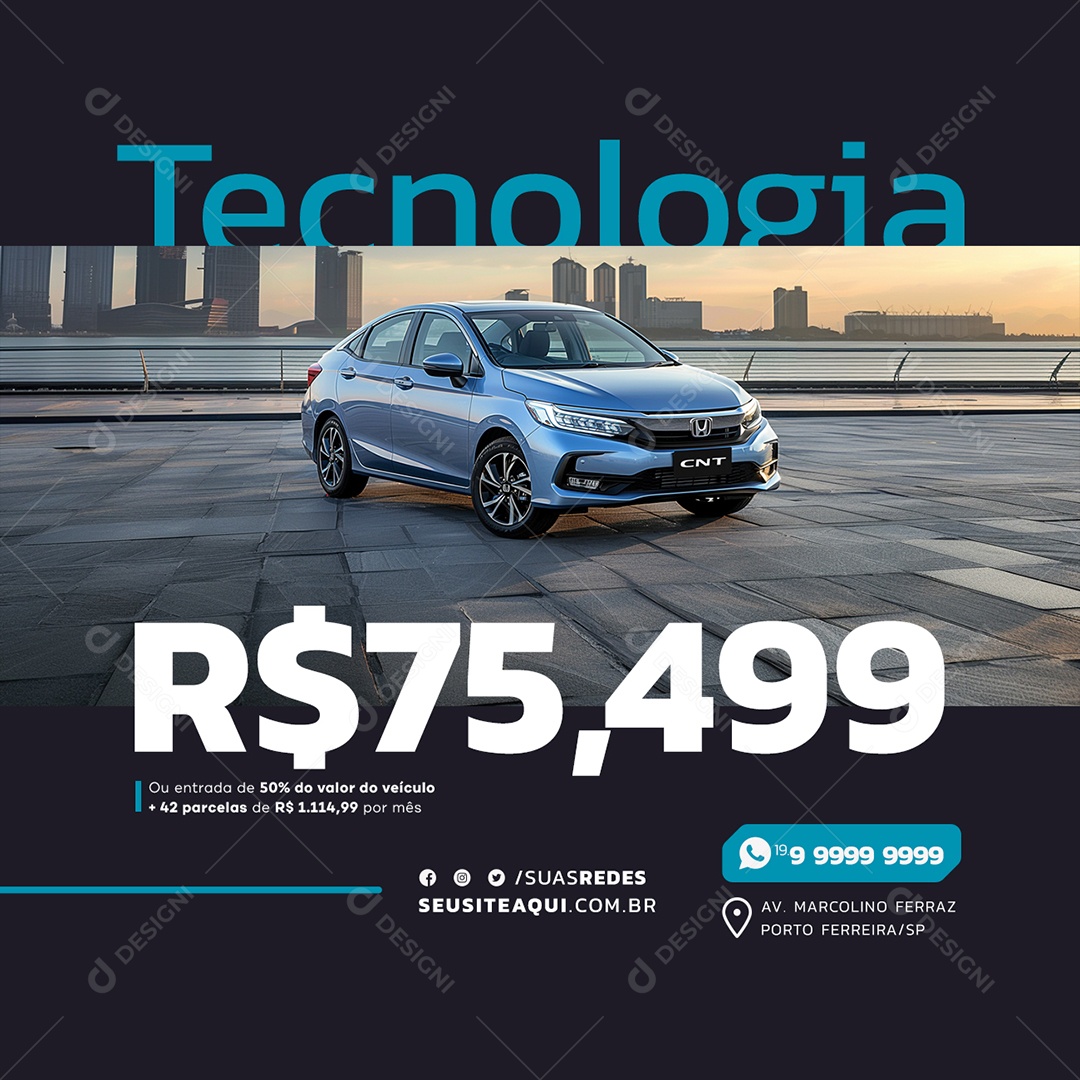 Concessionária Tecnologia Carro 75 Mil Social Media PSD Editável