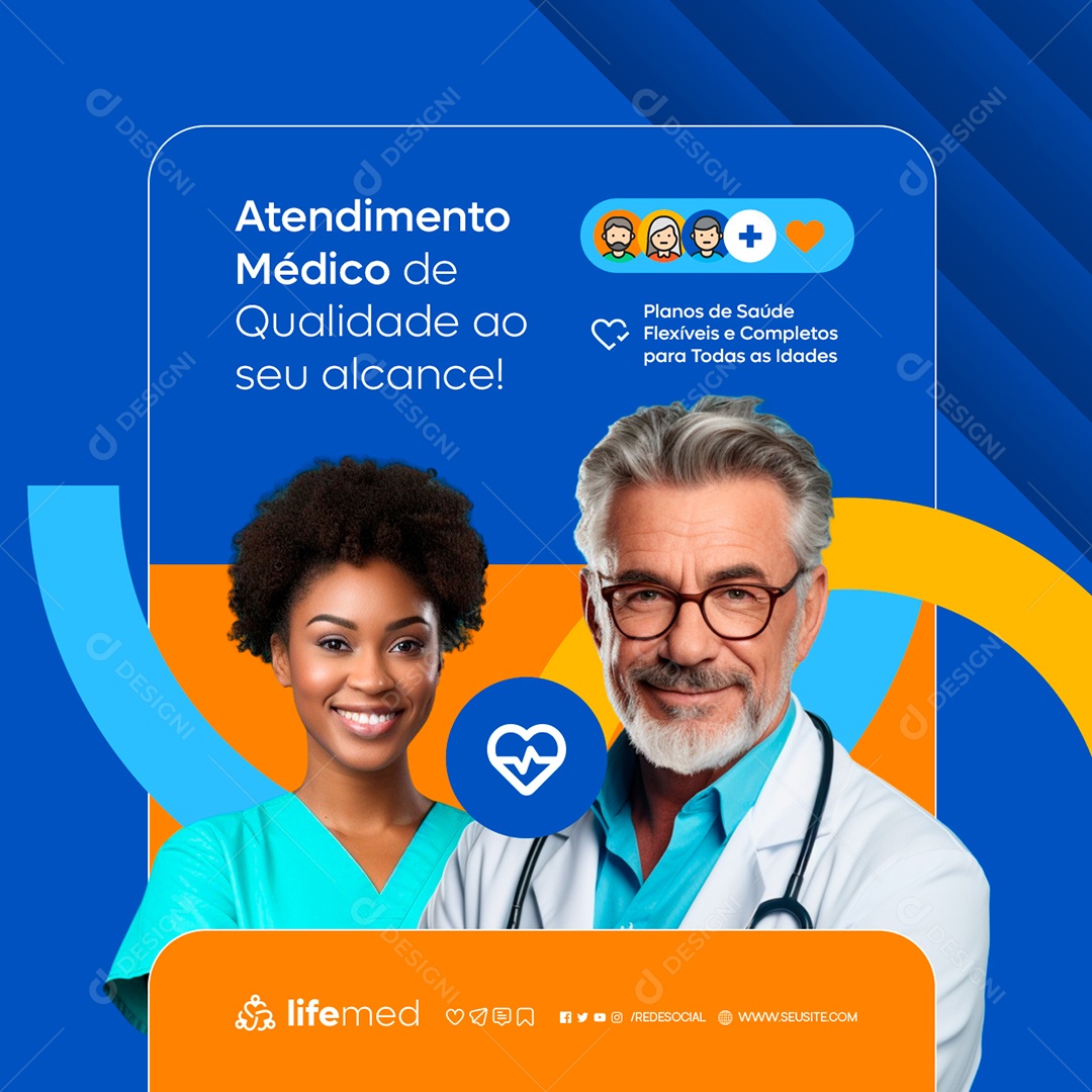 Convênio Médico Atendimento Médico de Qualidade Social Media PSD Editável