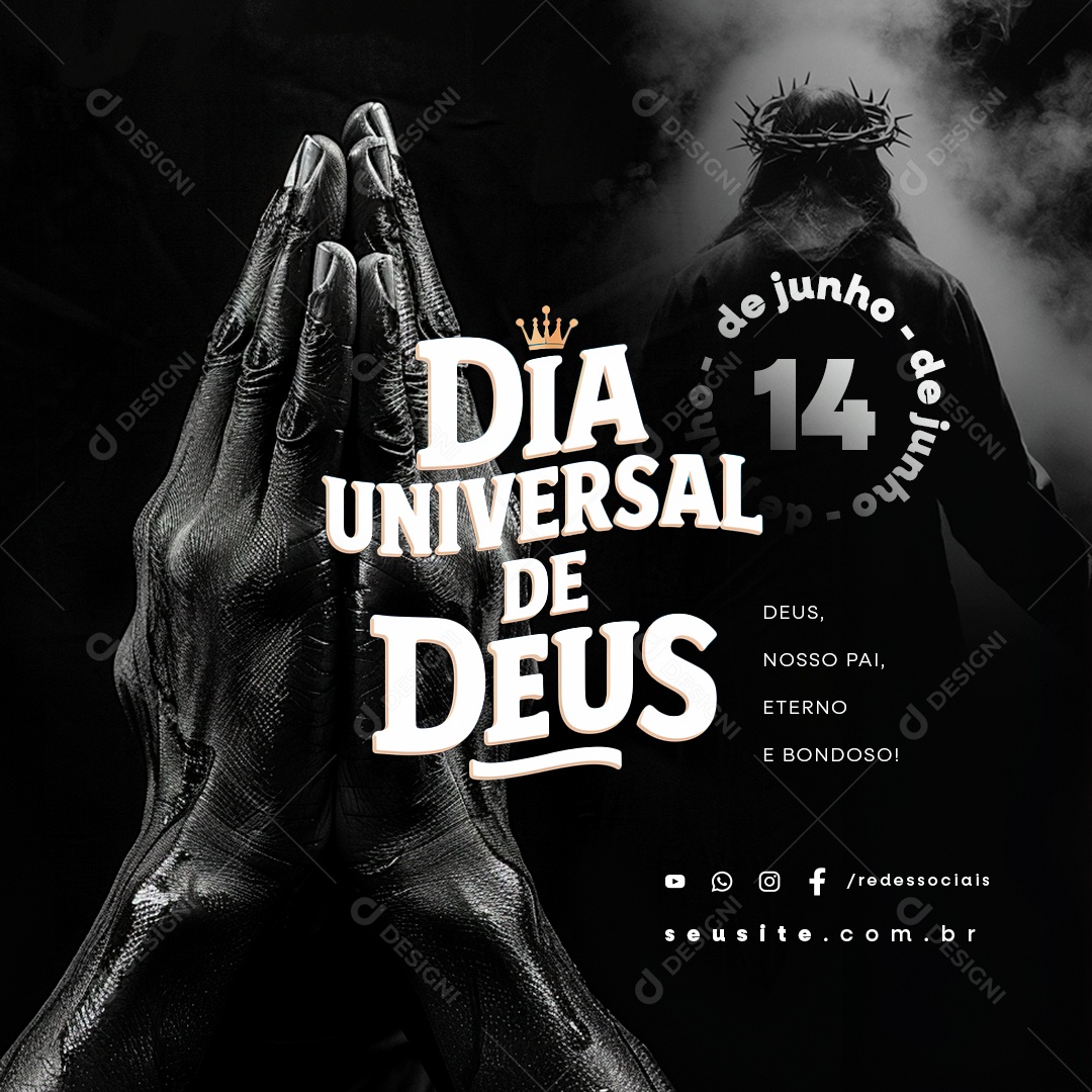 Dia Universal de Deus 14 de Junho Nosso Pai Eterno Social Media PSD Editável