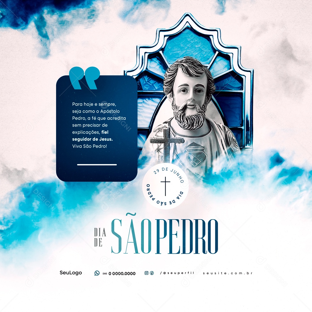 Dia de São Pedro 29 de Junho Fiel Seguidor de Jesus Social Media PSD Editável