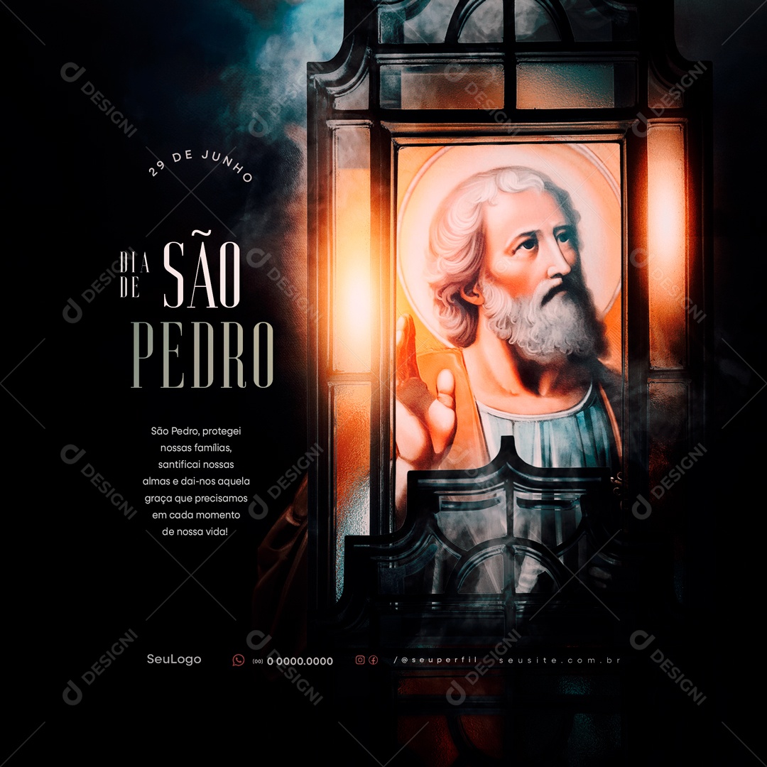 Dia de São Pedro 29 de Junho Protegei nossas Famílias Social Media PSD Editável