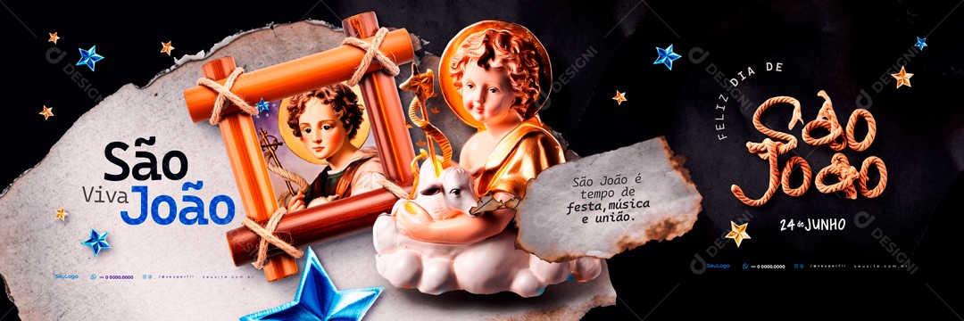 Carrossel Viva São João é Tempo de Festa Músca e União Social Media PSD Editável