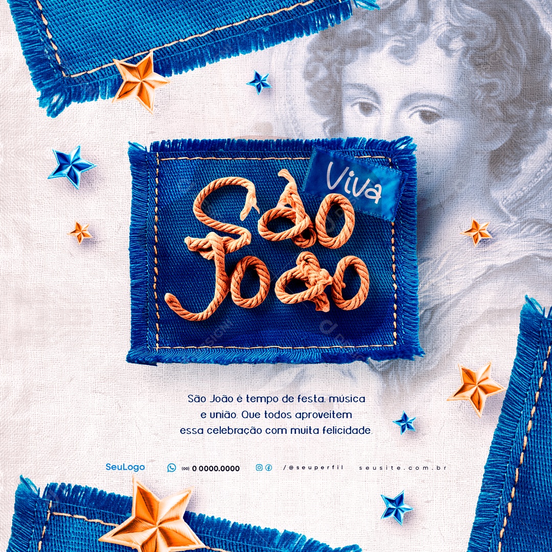 Viva São João é Tempo de Festa Música e União Social Media PSD Editável