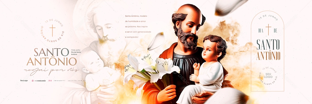 Carrossel Dia de Santo Antônio 13 de Junho Rogai por Nós Social Media PSD Editável