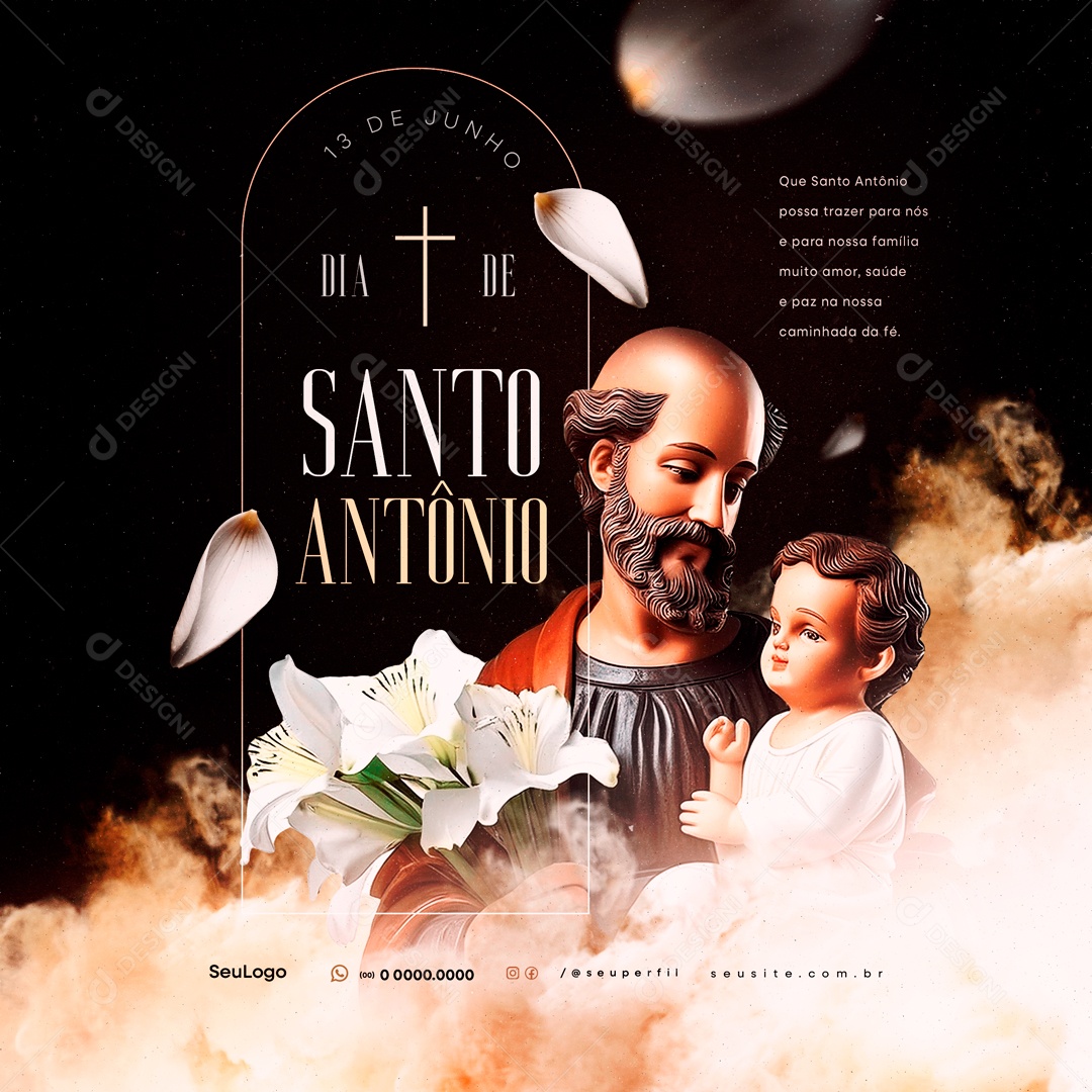 Dia de Santo Antônio 13 de Junho Caminhada da Fé Social Media PSD Editável