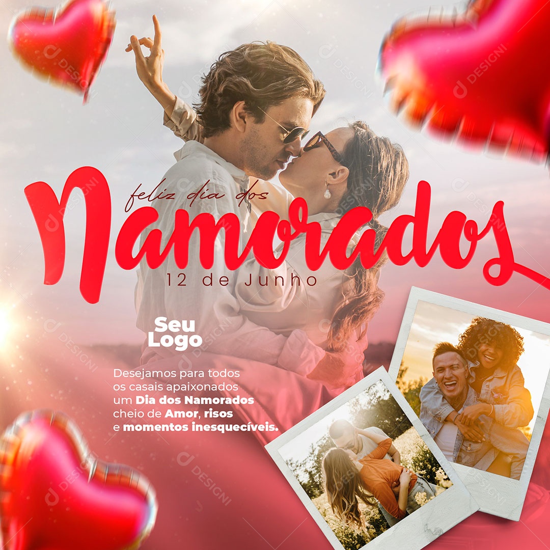 Feliz Dia dos Namorados 12 de Junho Desejamos para todos os Casais Social Media PSD Editável