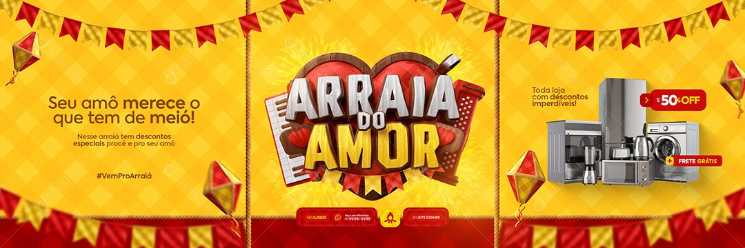 Carrossel Arraiá do Amor Merece o que tem de Meió Social Media PSD Editável