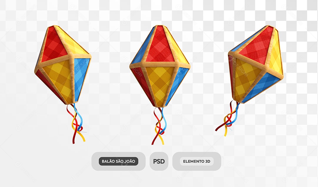 Colored 3D Saint John Element Balloons for PSD Composition