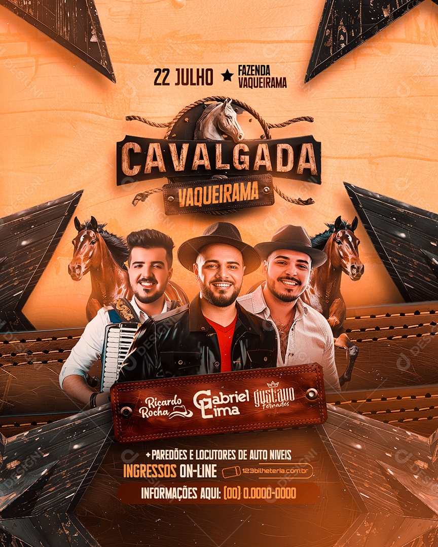 Flyer Cavalgada Vaqueirama Ricardo Rocha Gabriel Lima Social Media PSD Editável