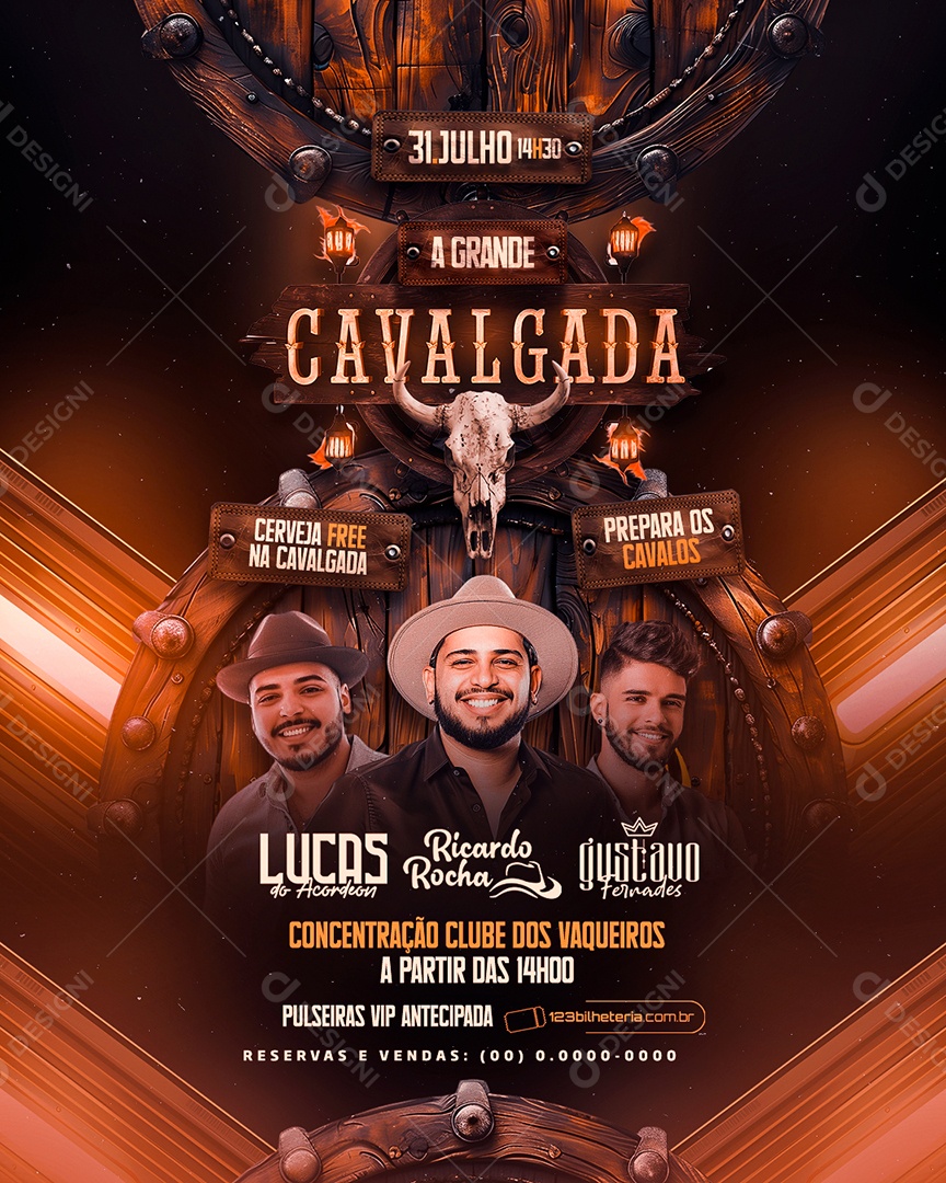 Flyer A Grande Cavalgada Lucas do Acordeon Ricardo Rocha Social Media PSD Editável