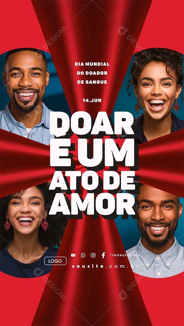 Story Dia Mundial do Doador de Sangue 14 de Junho Doar é Um Ato de Amor Social Media PSD Editável