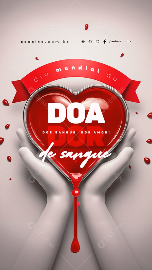 Story Dia Mundial do Doador de Sangue 14 de Junho Doe Sangue Social Media PSD Editável