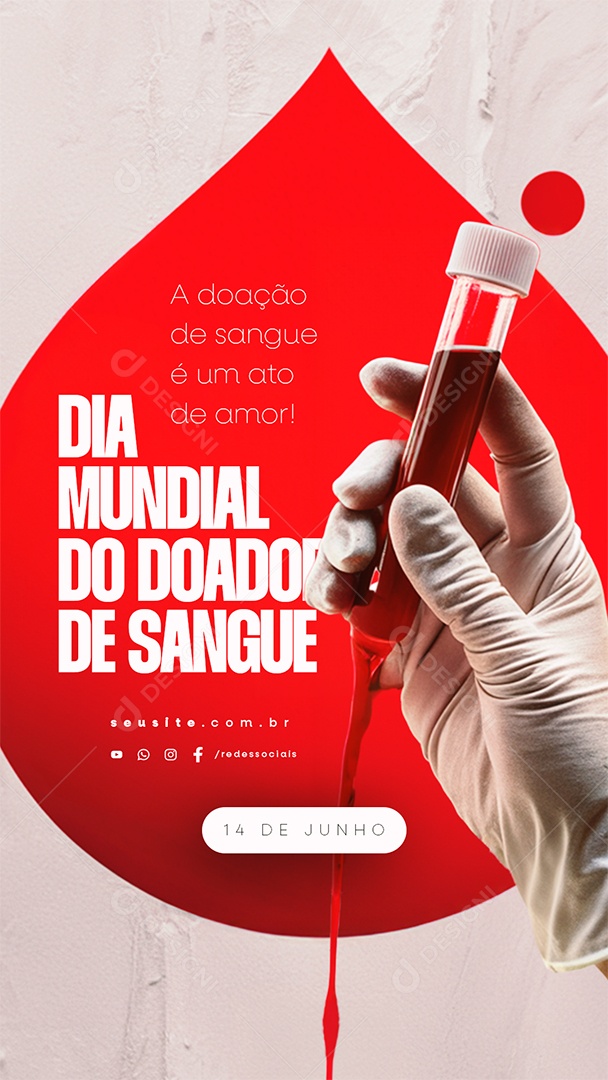 Story Dia Mundial do Doador de Sangue 14 de Junho Social Media PSD Editável