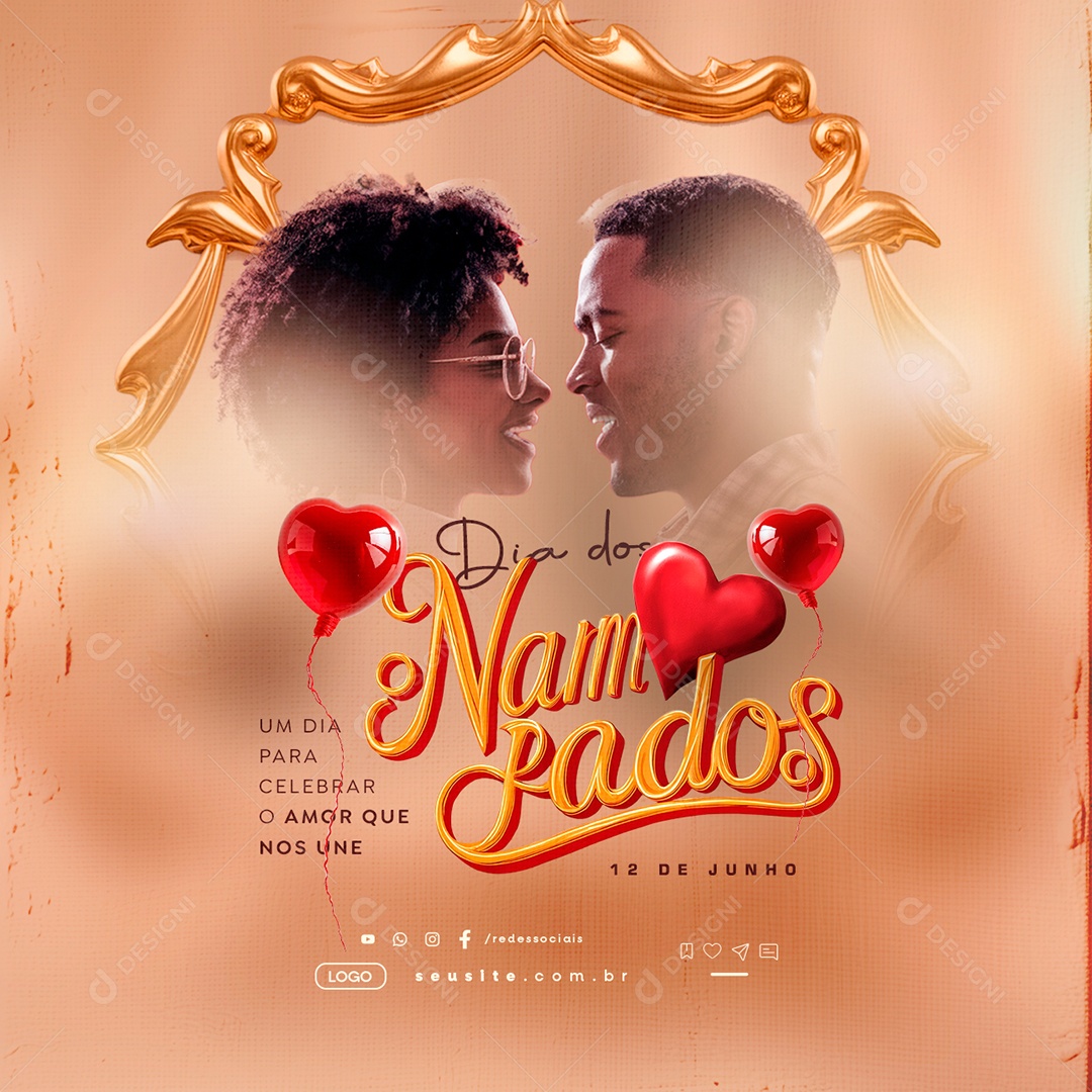 Dia dos Namorados 12 de Junho Um Dia para Celebrar o Amor Social Media PSD Editável