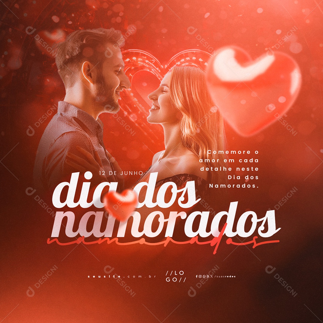 Dia dos Namorados 12 de Junho Comemore o Amor Social Media PSD Editável