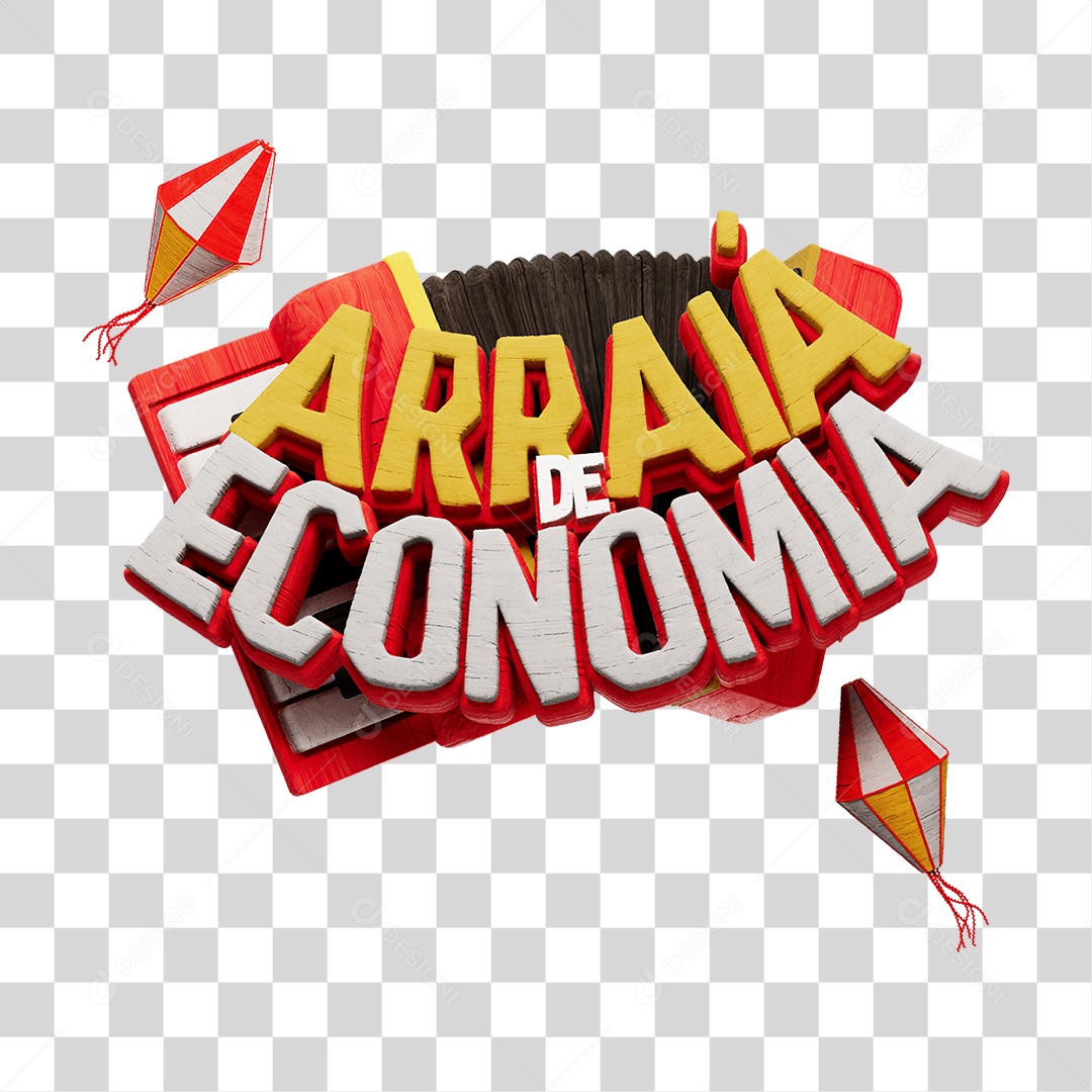 Selo 3D Arraiá de Economia PNG Transparente