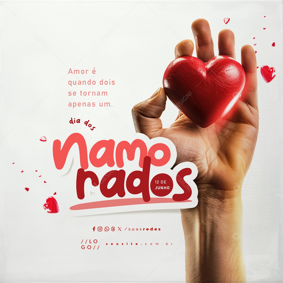 Dia dos Namorados Amor é Quando Dois se Tornam Apenas Um Social Media PSD Editável