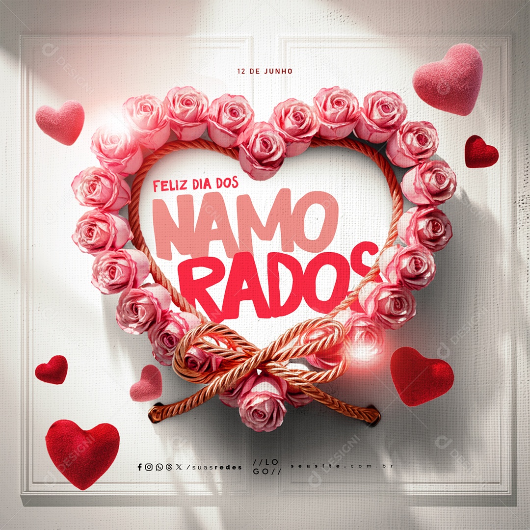 Feliz Dia dos Namorados 12 de Junho Social Media PSD Editável
