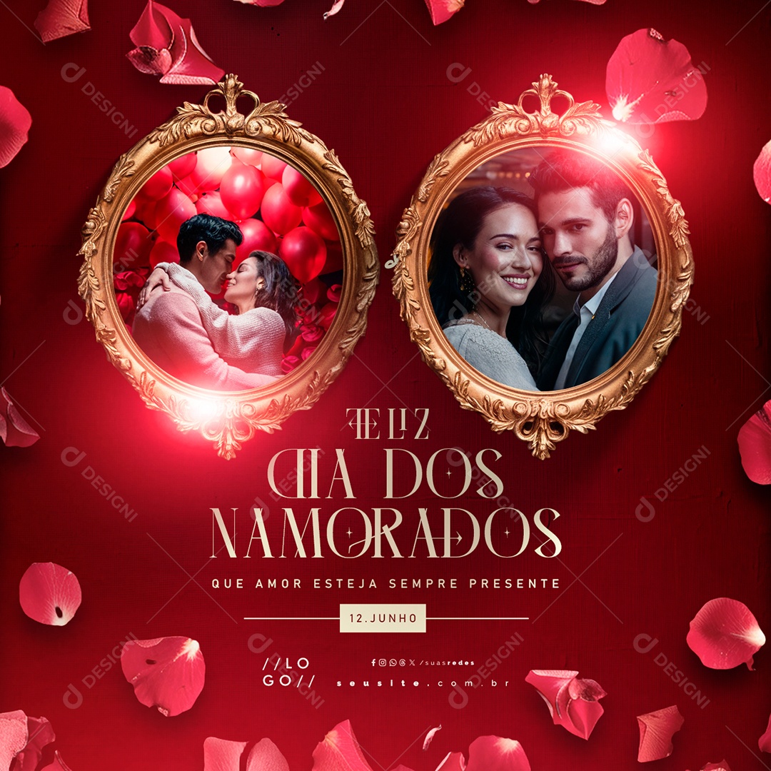 Feliz Dia dos Namorados 12 de Junho Que Amor Esteja Sempre Presente Social Media PSD Editável