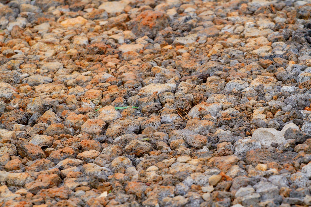 Pedras conhecidas como brita em uma estrada rural