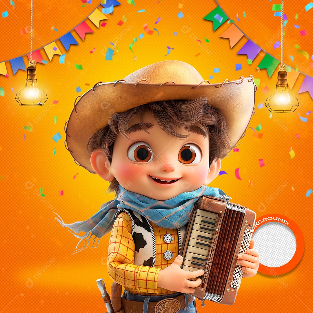 Menino com Cachicol Xadrez e Xafona Elemento 3D para Composição PSD