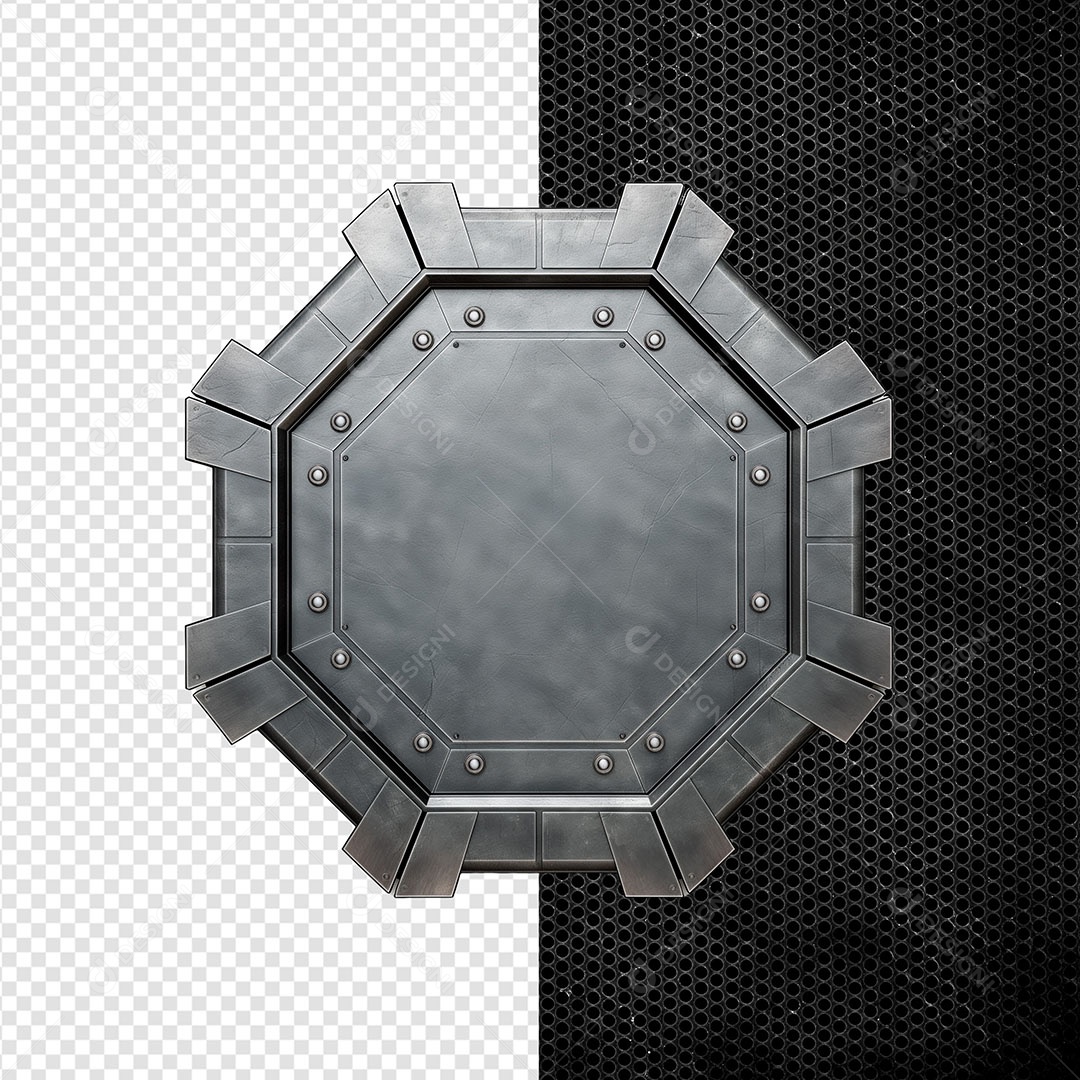 Círculo de Ferro Elemento 3D Cinza para Composição PSD