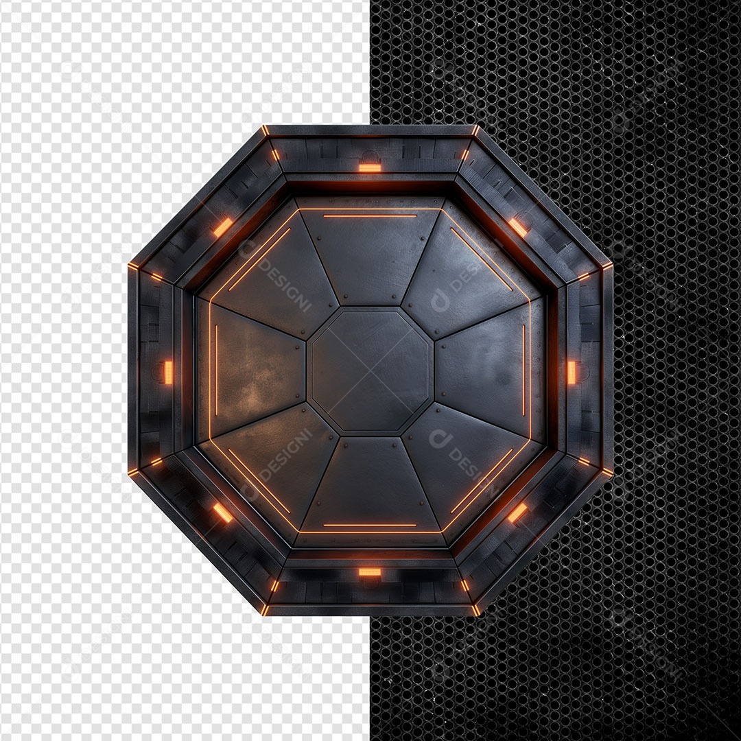 Círculo de Ferro e LED Elemento 3D para Composição PSD