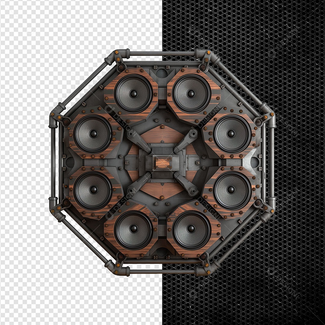 Círculo de Ferro e Som Elemento 3D para Composição PSD