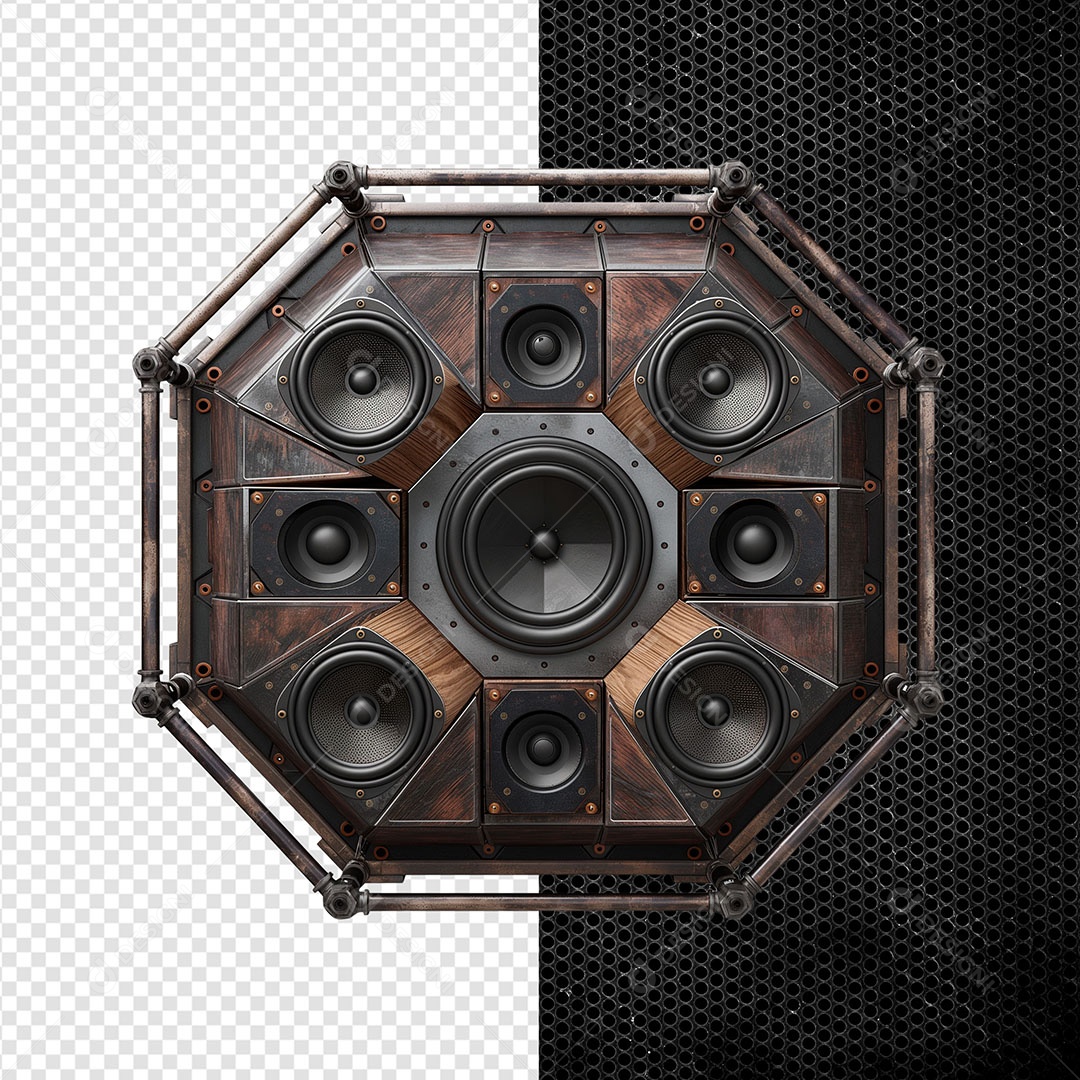 Iron Circle 3D Element for PSD Composition