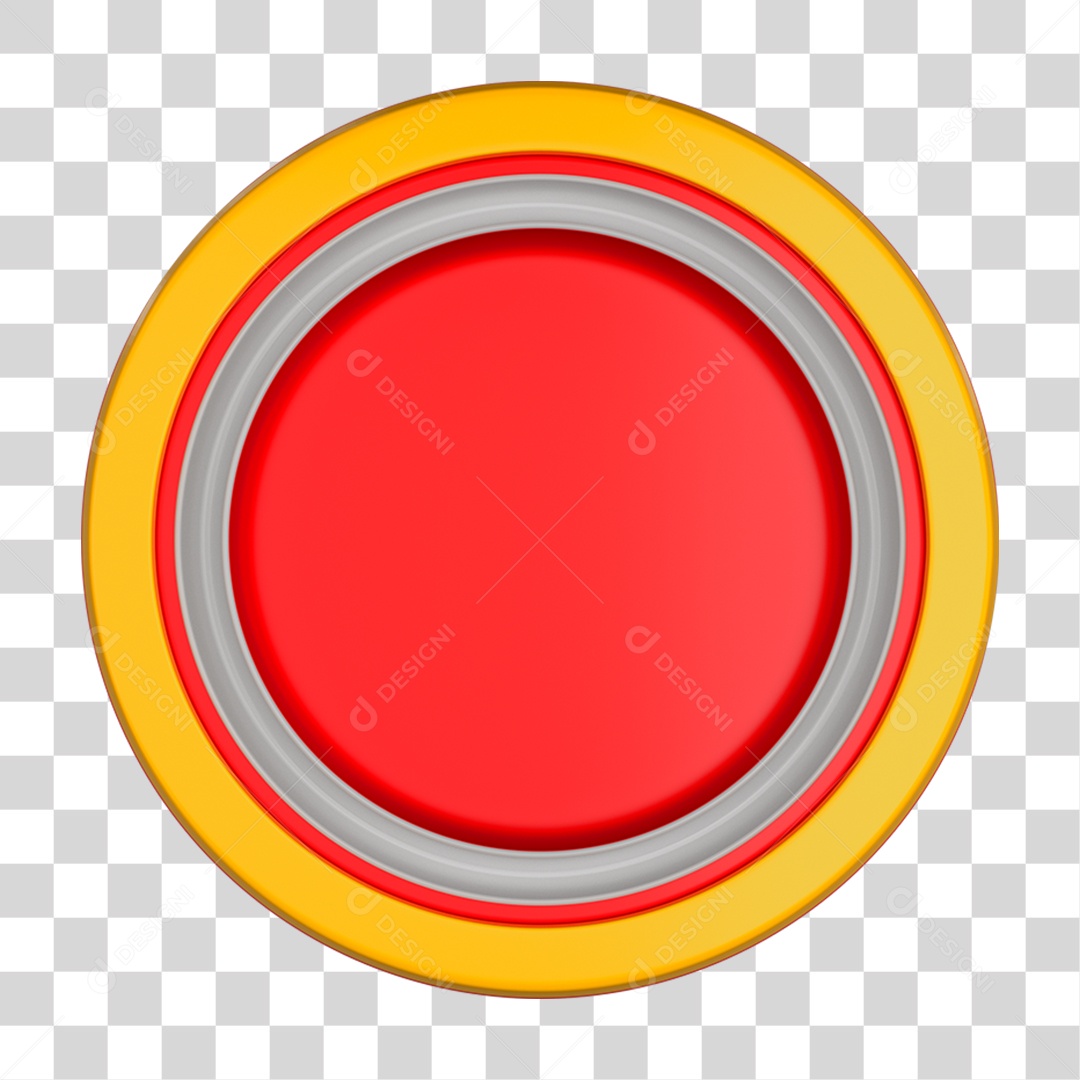 Placa para Composição 3D Redondo Vermelho e Amarelo Lateral