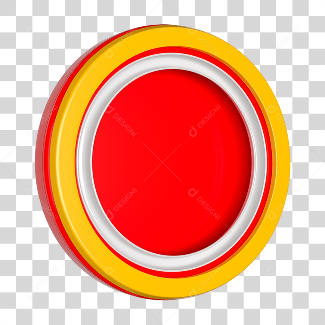 Placa para Composição 3D Redondo Vermelho e Amarelo Lateral