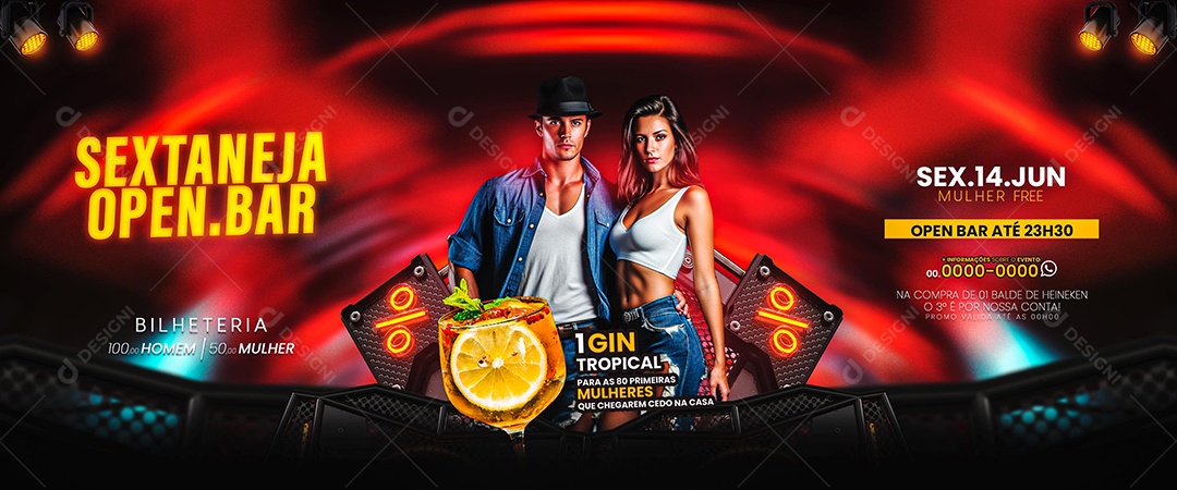 Carrossel Sextaneja Open Bar Social Media PSD Editável