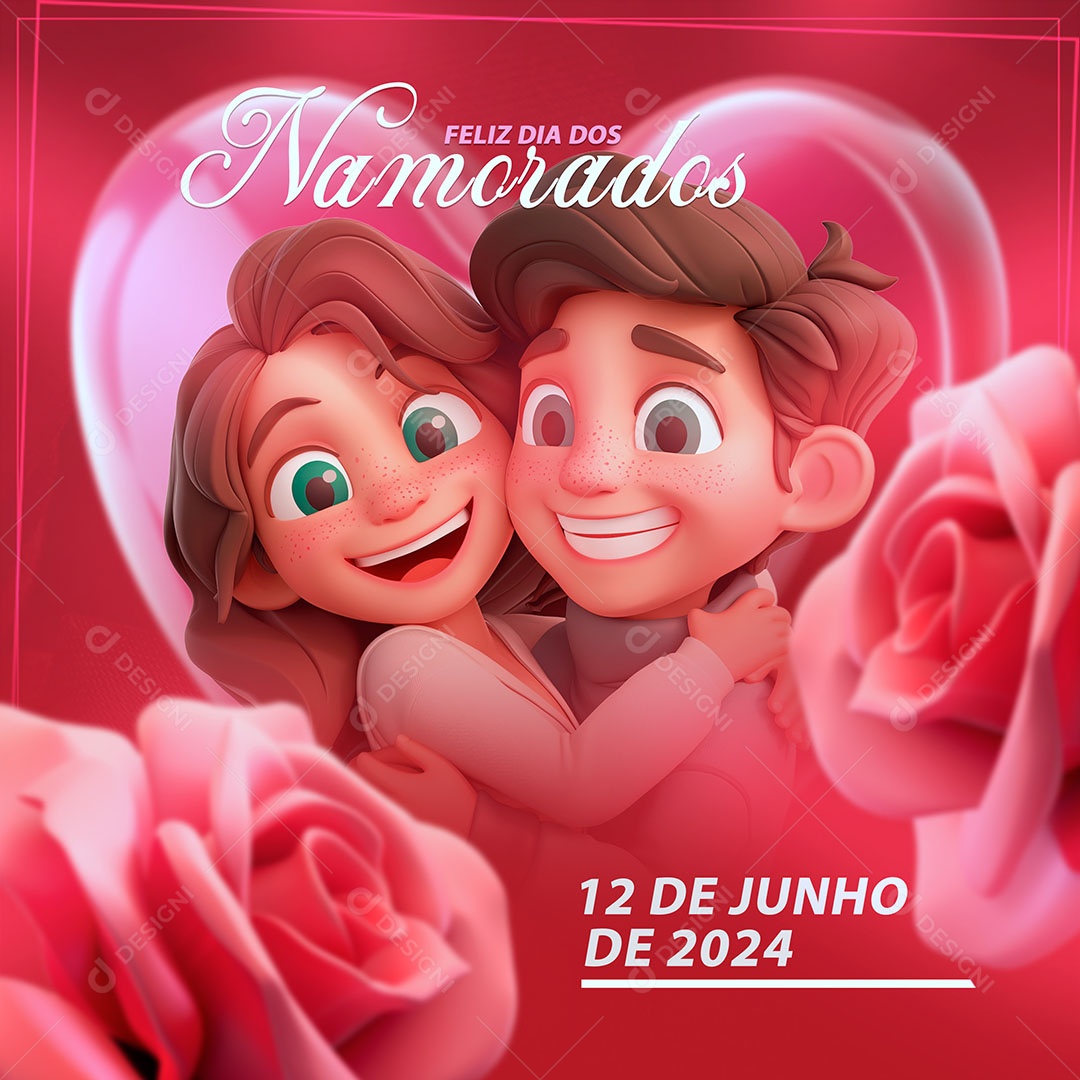 Dia dos Namorados 12 de Junho de 2024 Social Media PSD Editável