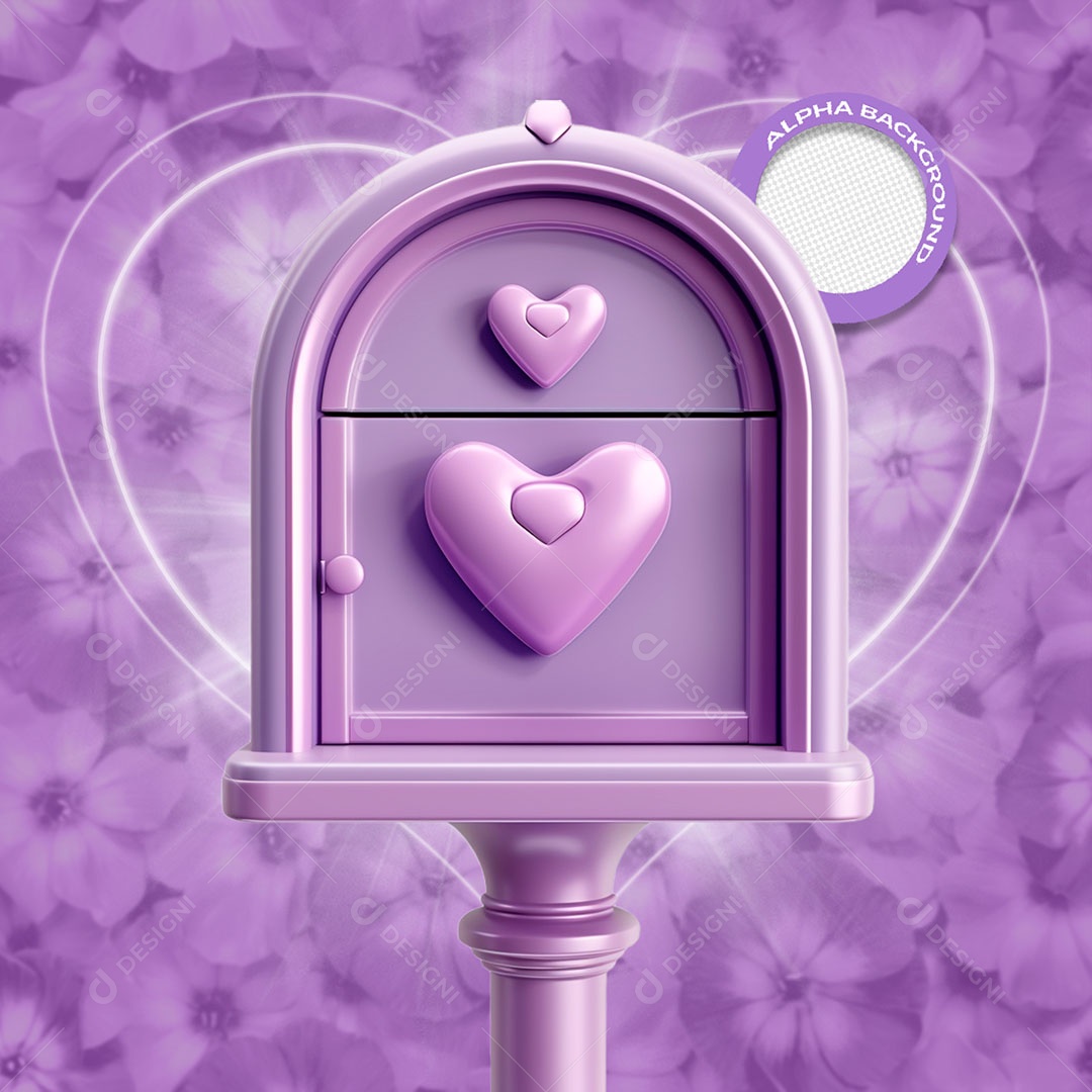 Caixa de Texto Elemento 3D de Dia dos Namorados para Composição PSD