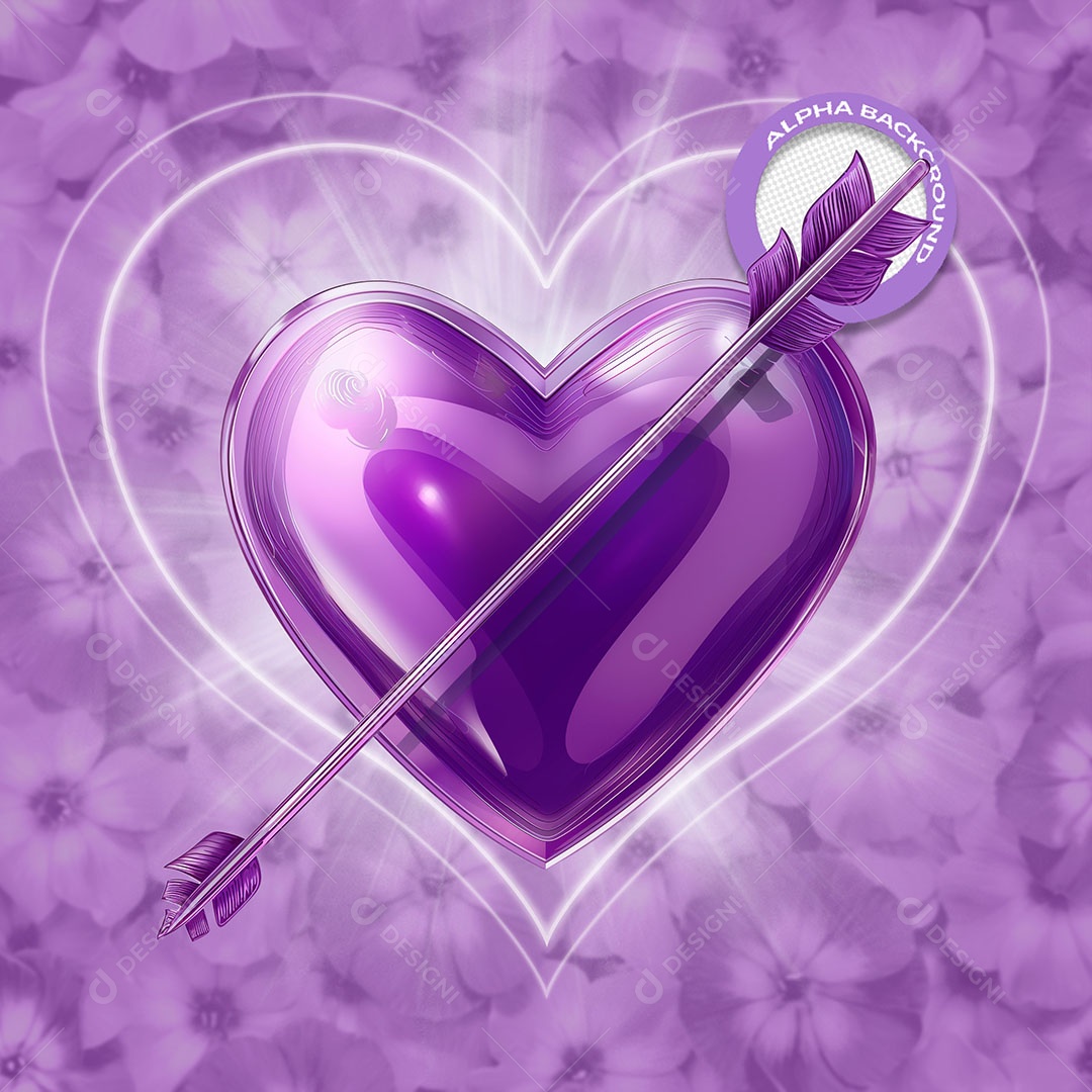 Coração Flecha Elemento 3D para Composição PSD