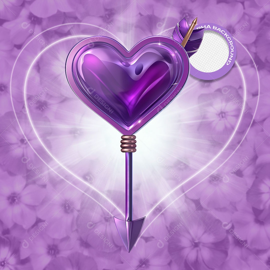 Flecha de Coração Elemento 3D para Composição PSD