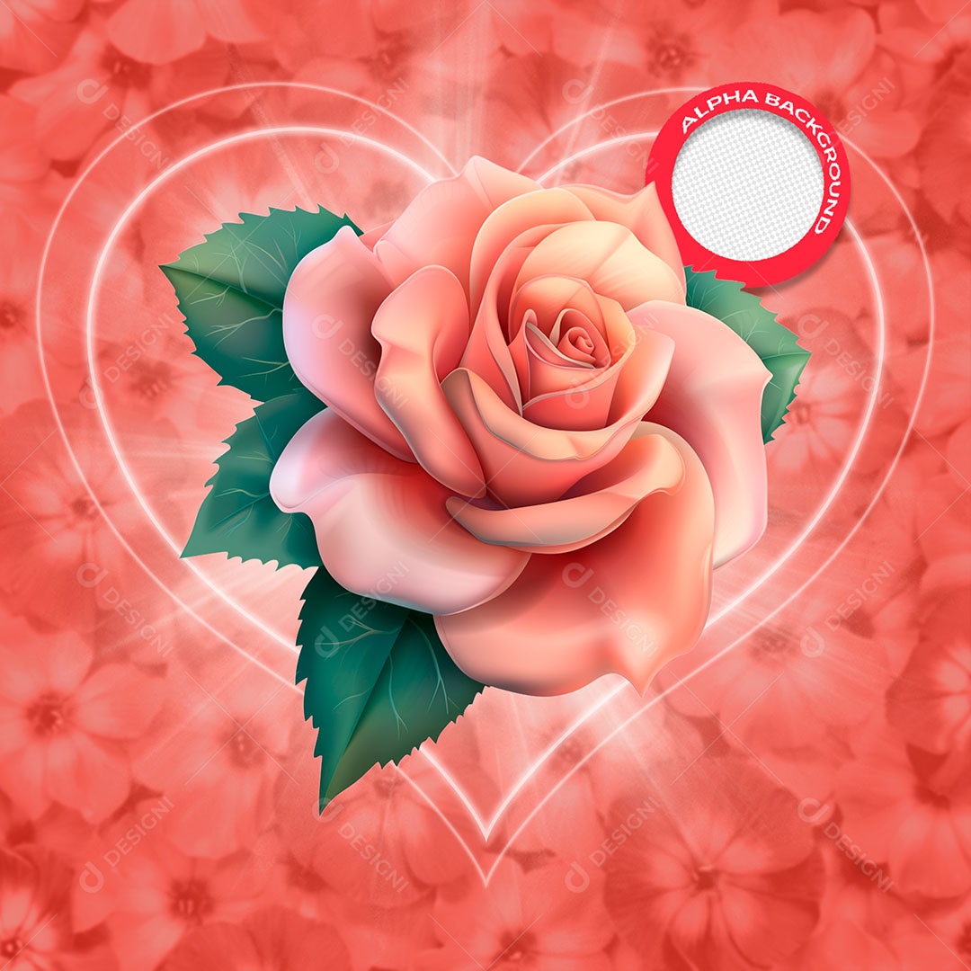 Flor Elemento 3D Rosa para Compoição PSD