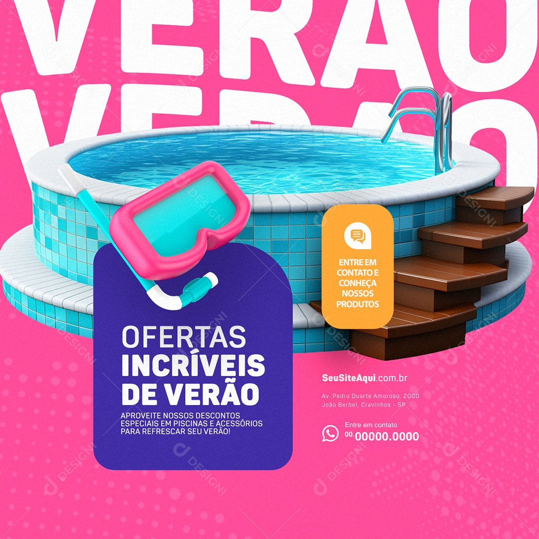 Loja de Piscinas Ofertas Incríveis de Verão Social Media PSD Editável