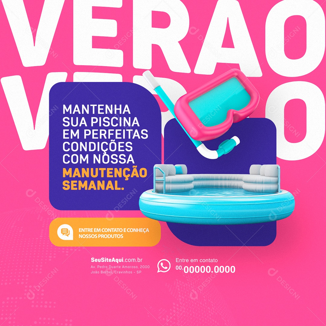 Loja de Piscinas Mantenha sua Piscina em Perfeitas Condições Verão Social Media PSD Editável