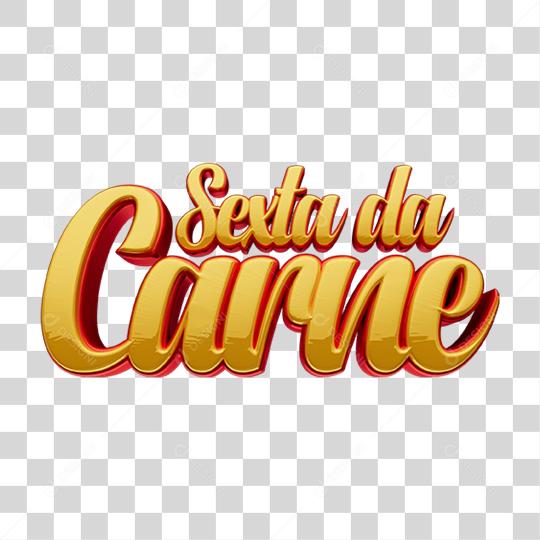 Texto 3D Sexta da Carne PNG Transparente