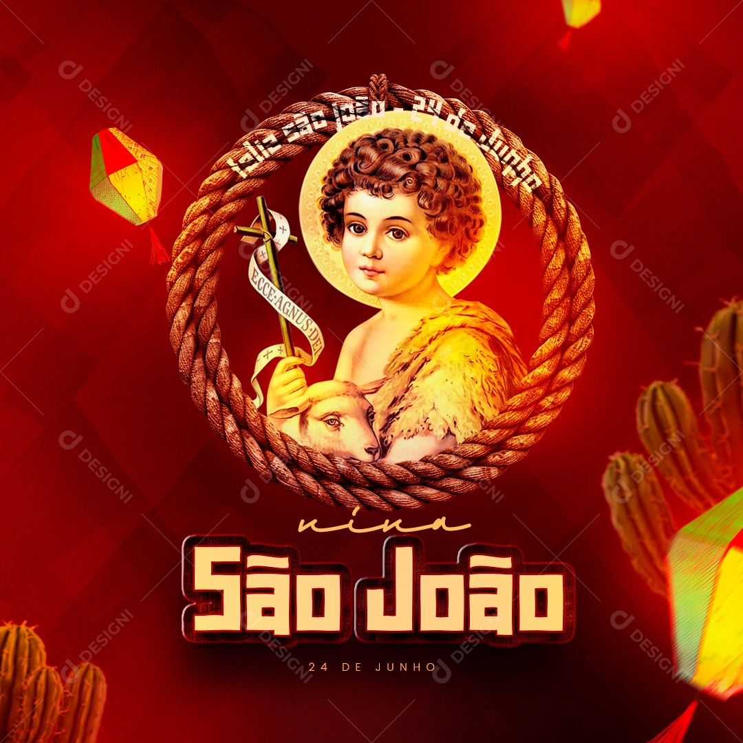 Feliz São João 24 de Junho Viva Social Media PSD Editável