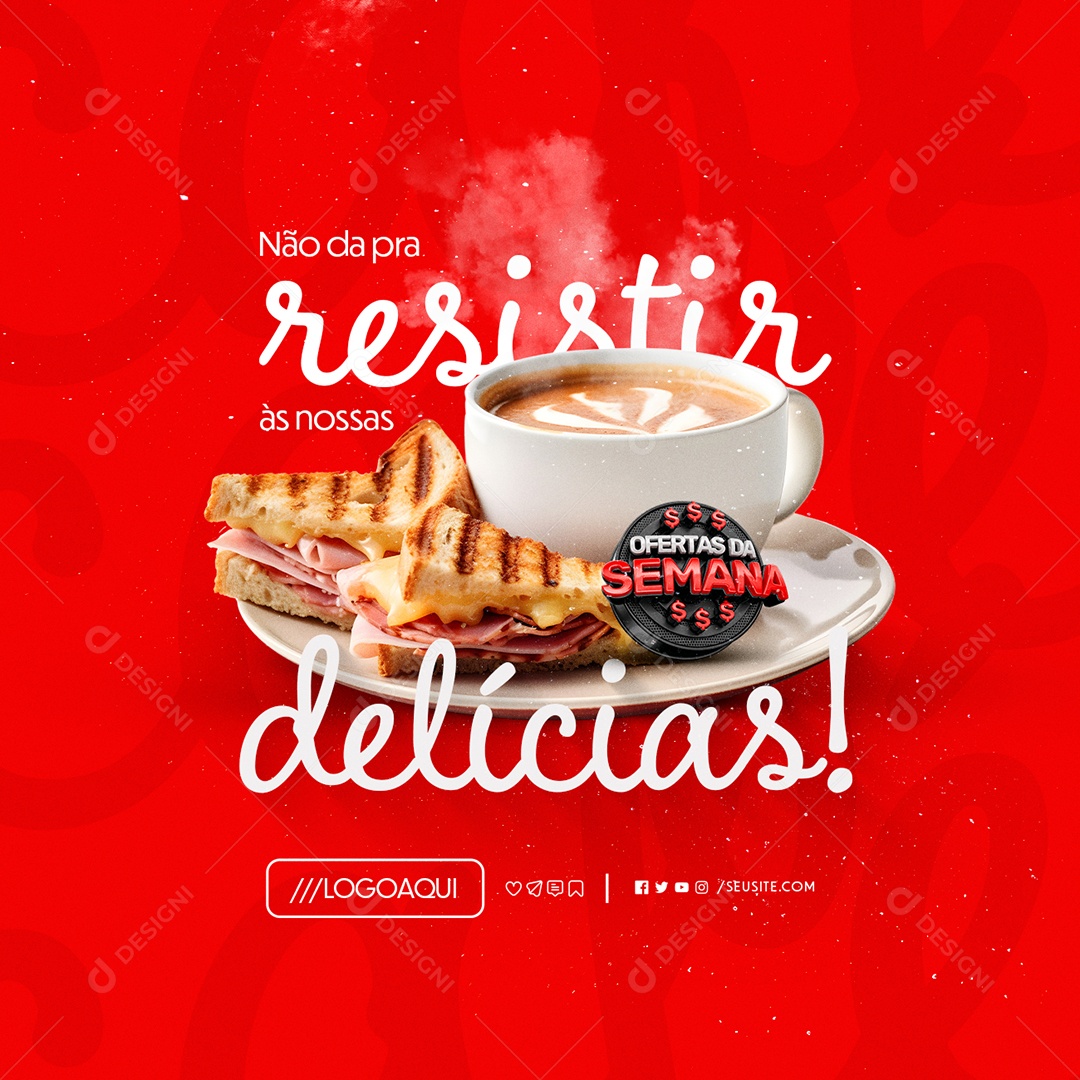 Ofertas da Semana Padaria Não Da pra Resistir ás Nossas Delícias Social Media PSD Editável