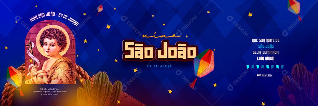 Carrossel Viva São João 24 de Junho que sua Noite Seja Iluminada com Amor Social Media PSD Editável