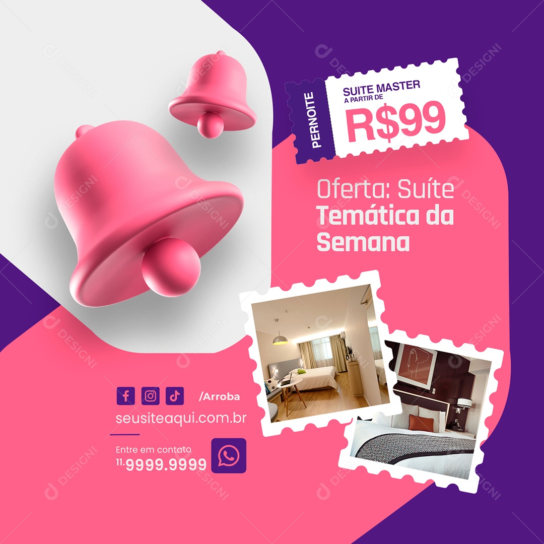 Motel Oferta Suíte Temática da Semana Social Media PSD Editável