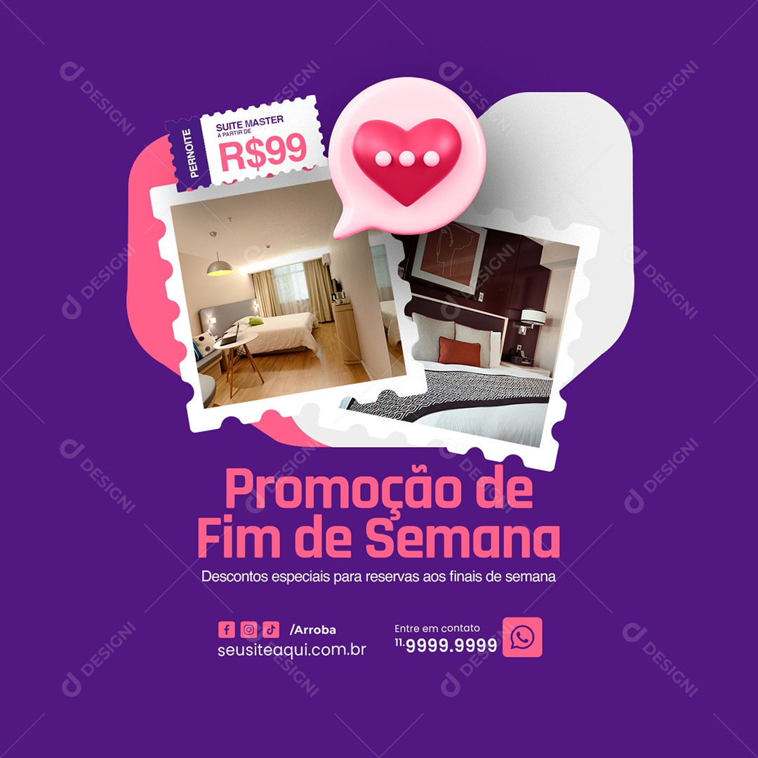 Motel Promoção de Fim de Semana Social Media PSD Editável