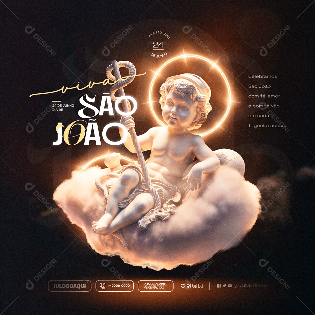 Dia de São João 24 de Junho Celebramos com Fé Social Media PSD Editável