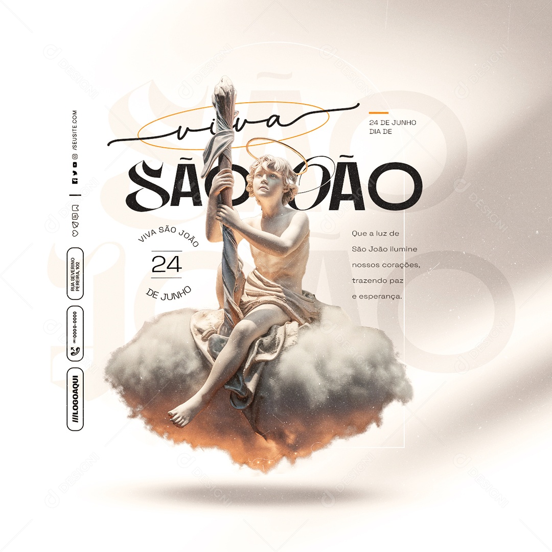 Dia de São João 24 de Junho Que a Luz de São João Ilumine Social Media PSD Editável