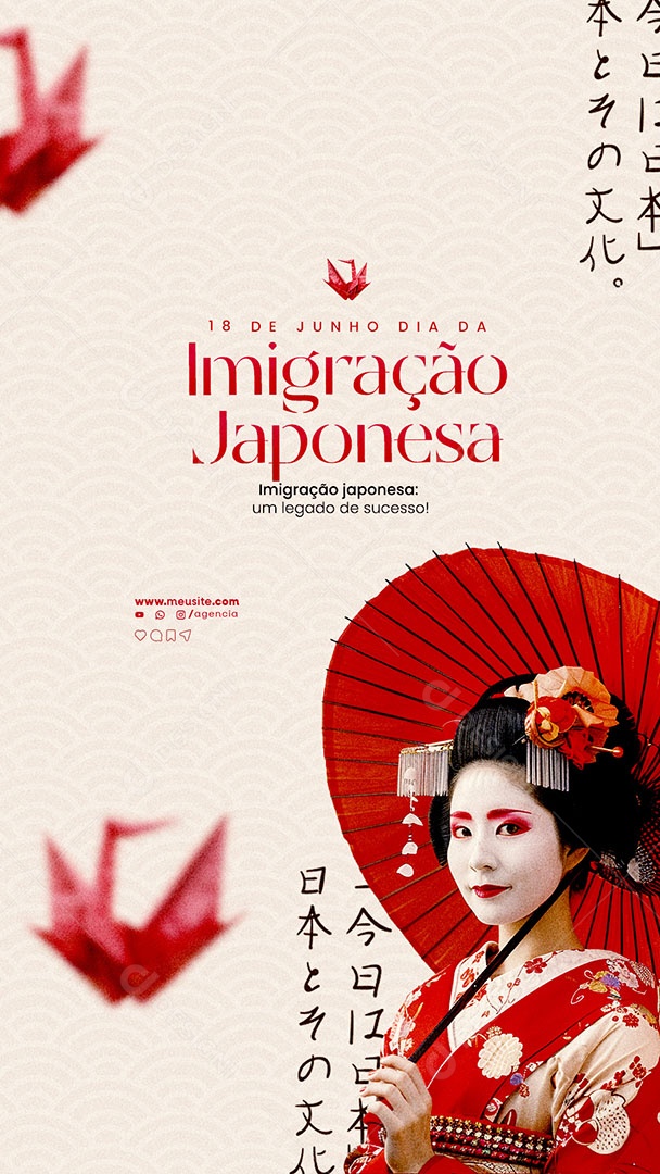 Story Dia da Imigração Japonesa 18 de Junho um Legado de Sucesso Social Media PSD Editável