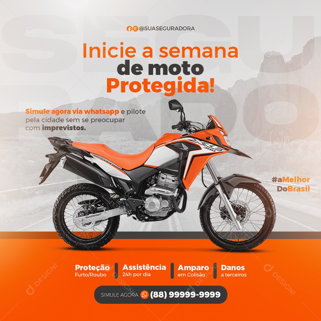 Social Media Seguradora de Veículo PSD Editável