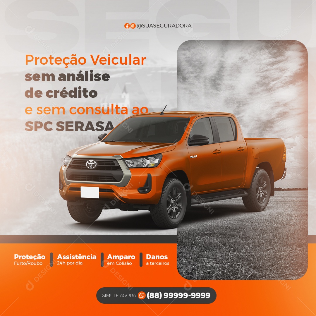 Social Media Seguradora de Veículo PSD Editável